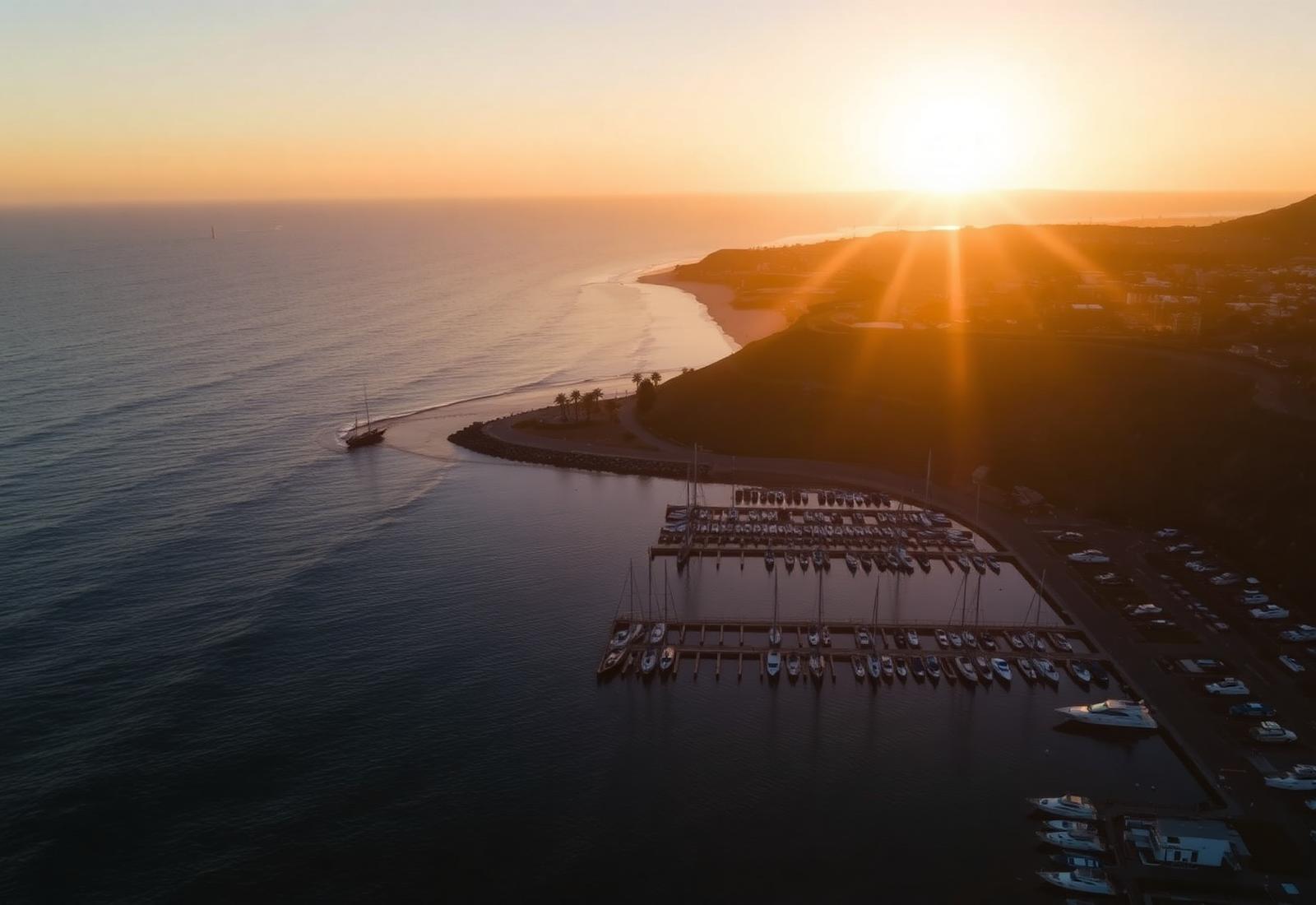 Newport Beach coastline at golden hour